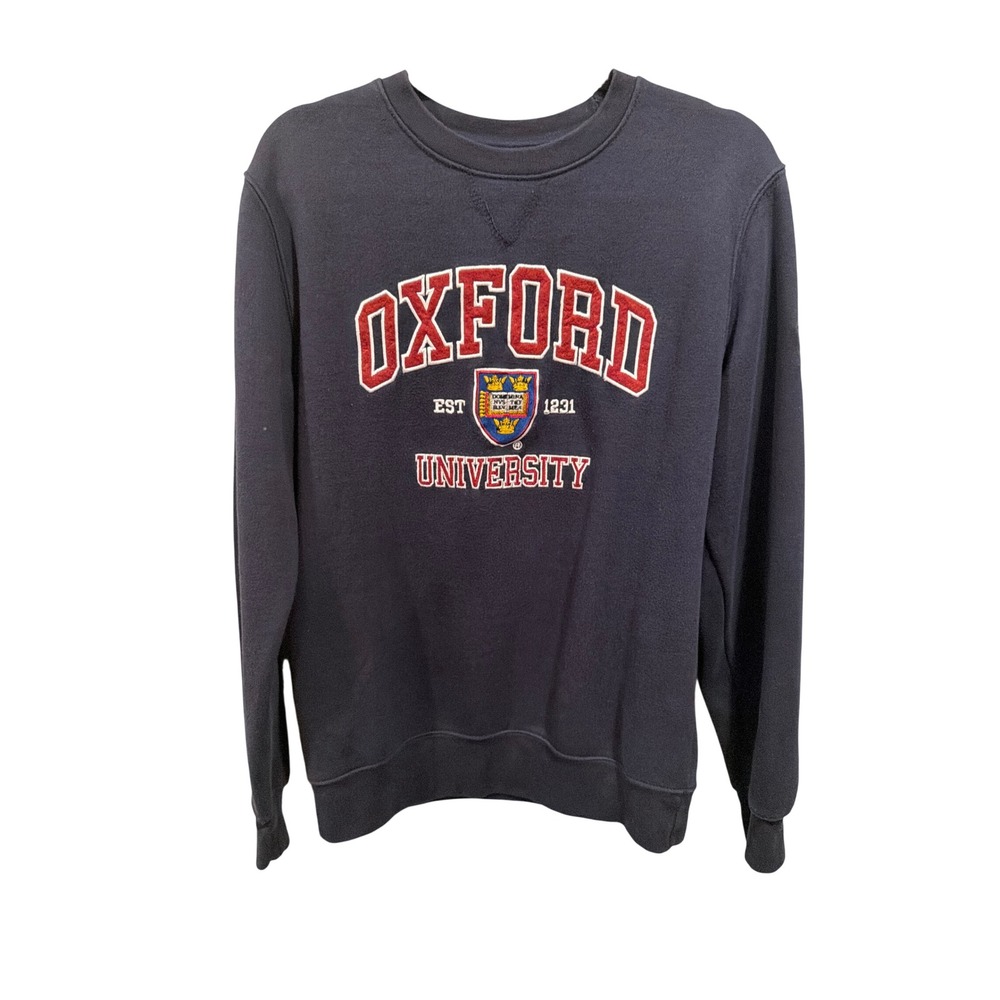 Oxford University Sweatshirt Navy Blue Embroidered Crest Union Jack Collegiate S